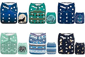 ‎ALVABABY ALVABABY-Windeln, wiederverwendbar, waschbar, 6 Windeln 12 liners 6DM44-DE