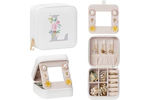 Enthralite Travel Jewellery Box for Girls: Traveling Jewellery Case Gift for Women - Mini Organiser for Necklaces Earrings White L