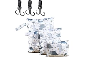 VPB 3 Piezas Bolsa de Pañales,Pañales Impermeable Bebe,Organizador de Pañales,Reutilizable Wetbag con Cremallera,para Neceser Viaje,Playa,Piscina,Deporte
