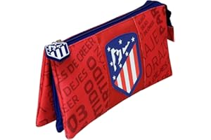 CYPBRANDS Atlético de Madrid - Estuche Escolar Triple, Portatodo Juvenil, Color Rojo (CyP Brands)