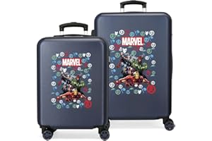Marvel Los Vengadores Avengers Team Juego de maletas Azul 55/68 cms Rígida ABS Cierre de combinación lateral 104 6 kgs 4 Ruedas dobles Equipaje de Mano