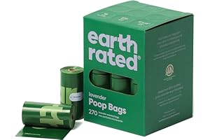 Earth Rated Dog Poo Bags, Guaranteed Leak Proof and Extra Thick Waste Bag Refill Rolls For Dogs, Lavender Scented, 270 Count