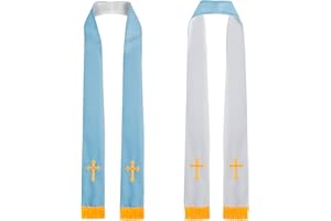 IvyRobes Unisex Aadult's Reversible Church Clergy Stole Choir Priest with Gold Embroidery Cross 229cm 5 Colors