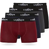 FM London Pack of 4/8 Men's Boxer Shorts, Elastic Waist, Soft