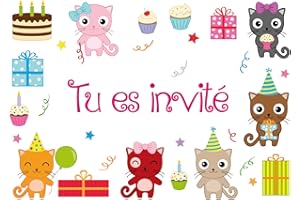 Edition Colibri (10978 FR Lot de 10 Cartes d‘invitation PETIT CHATONS en Français pour un anniversaire d‘enfant ou pour une fête