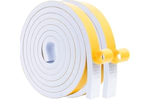 WochiTV Foam Draught Excluder Tape 20mm(W) x 10mm(T) White Adhesive Weather Strip Insulation Seal for Window and Door, Anti-Collision Shockproof Furniture Protective Total 4m (2 Strips 2 M Long Each)