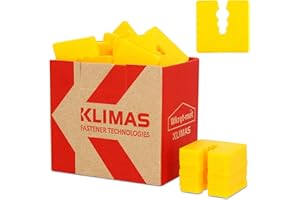 KLIMAS® Abstandshalter Kunststoff 5mm 50 Stück Distanzscheiben Set Gelb | Sockelprofile Sockelschiene Ausgleichstück Distanzstück für Universal-Dübel mit 3 Durchmesser Ø 6/8/10 mm PE Abstandhalter
