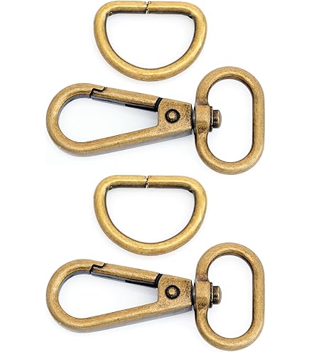 2 Moschettoni In Bronzo 4.2x2.5 Cm - Per Portachiavi, Ciondoli, Borse, Con Chiusura A Pressione