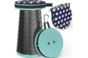 ALEVMOOM Taburete Telescópico de Cámping, Taburete Telescópico Plegable Liviano, Nailon para Cámping, Caza, Pesca, Senderismo, Viaje, Barbacoa, Carga Máxima 200kg