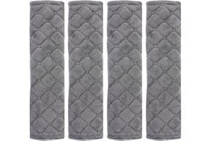 CENRONG Poduszka na pas bezpieczeństwa, wyściółka na ramię, 4 szt. aksamitna powierzchnia, osłona na pasek na ramię do samochodu, dla dorosłych, dzieci (4 szt. szara)