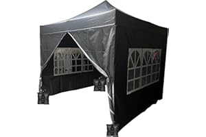 UKCUTTER Pop up Gazebo with Sides 3m x 3m with 4 Weight Bags 600D Oxford PVC Roller Bag Ajustable Height Waterproof Outdoor Garden Marquee Canopy Party Wedding Camping Tent S7.1W (Grey)