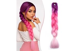 SEGO Pro Braiding Hair Extensions 24 Inch Synthetic Jumbo Box Braid Hair for Crochet Twist Braids for Women Pack of 1 (Purple to Peach Pink to Pink)