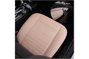 CGEAMDY Coprisedile Universale in Pelle Anteriore per Auto - Antiscivolo, Morbido, Traspirante con Carbone di Bambù (Beige)