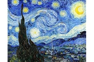 WOWDECOR Art Supplies Van Gogh Starry Sky DIY Paint by Numbers Kits 40 x 50cm with Painting Brushes Canvas (Starry sky, Framed)