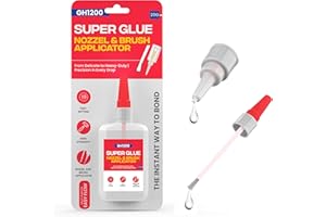 GH1200 (2-IN-1) Super Glue All Purpose with Brush Applicator & Nozzle, Mess Free Superglue Brush Instant Never Dries, 3000 CPS Cyanoacrylate Adhesive, No Stain Ca Glue for Plastic, Rubber & More