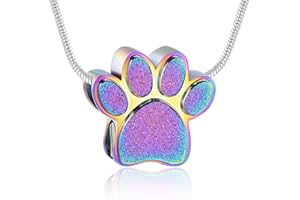 VCCWYQK Joyería de cremación de mascotas para cenizas Collar de urna con estampado de patas para cenizas para perro Joyería de recuerdo para regalos conmemorativos colgantes de cenizas de gato