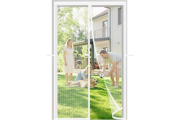 Meet Beauty Moustiquaire Magnetique Porte Fenetre 85x160cm, 3ᵉ Génération Anti-vent, Installation Facile, Multi Tailles Disponibles, Blanc