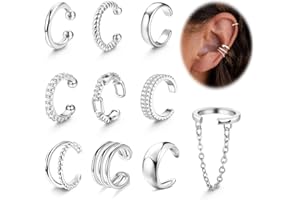 Chriscoco 10pcs Ear Cuff Gold/Silber für Damen Fake Ohrringe Set Clip Ohrringe Ohne Ohrloch Earcuffs Gold Ohrmanschette Fake Helix Piercing Knorpel Wrap Cuff Ohrklemme