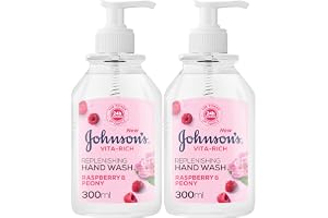 Johnson’s Vita-Rich Replenishing Hand Wash Raspberry and Peony Gentle Moisturizing Formula, 300ml, Pack of 2
