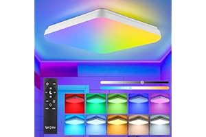 RGB Plafoniera LED Dimmerabile con Telecomando, LEOEU 36 W 3600LM RGB Lampada da Soffitto Dimmerabile con 7 Colori, IP54 Lampada da Bagno per Soggiorno, Camera da letto, Cameretta dei Bambini
