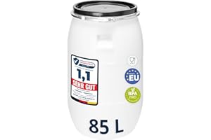 Garronda 85 litros Barril alimentario, depósito de Agua, Barril de Boca Ancha en HDPE y sin BPA, tonel de jardín, contenedor de Alimentos para Animales, Universal GD-0078, Blanco