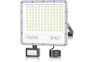 ‎TOPAUBUB TOPAUBUB LED Strahler mit Bewegungsmelder Außen 100W, LED Fluter Scheinwerfer mit Bewegungsmelder Außen 10000LM 6500K Kaltweiß IP67 Wasserdicht für Garten/Hofbeleuchtung(1 Stücke)