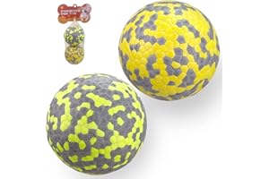 FONPOO Palla per Cani Super Stretch, Giochi per Cani Grandi Resistenti, Cani di Piccola e Media Taglia Regalo Interattivo per Cane (Giallo+fluorescente)