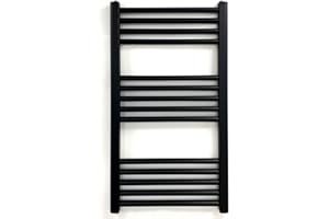 Greened House Milano Black Heated Towel Rail 400mm W x 800mm H Straight Central Heating Towel Radiator