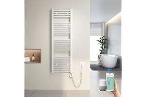 Heilmetz Scaldasalviette Elettrico WiFi 120x40cm Bianco, Termoarredo Bagno con Termostato Smart e App, Controllo Vocale Alexa/Google Home, 500W