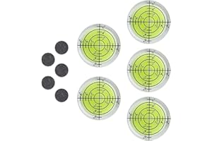 ACONDE Petit Niveau à Bulle Avec 5 Aimants Autocollants, 5 Pièces Ø 32 mm de Diamètre Niveaux à Bulle Rond, Mini Niveau à Bulle, pour le Camping, les Appareils Photo