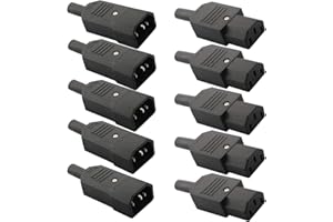 VISSQH 10pcs IEC 320 C14 Spina Maschio a C13 Presa Femmina Connettore Alimentazione AC 250V,Presa per bollitore, adatta per alimentatori, elettrodomestici, ecc(saldare)