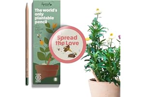Sprout World Matita | Edizione Spread the Love | Set di 8 Matite Piantabili con Semi di Fiori, Erbe e Verdure | Legno Ecosostenibile | Set Regalo Ecologico con Cuore e Frasi Tenere