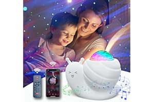 Mycket Star Projector Night Light, 4 in 1 Aurora Galaxy Projector Lights, Snail Kids Night Lights for Bedroom with Remote/Music Bluetooth Speaker/Colors Changing/Timer Fuction for Kids Adults Gifts