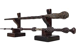 NANGOPOP Wizard Wand Stand Display - 2 Tiered Wood Magic Wand Holder for Table Display, Holds Two Wands, Brown