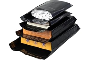 HVDHYY Torebki do wysyłki, plastikowe, czarne, 100 sztuk, plastikowa wysyłka, wodoszczelna, samoprzylepna, nieprzezroczysta, odporna na rozerwanie, 150 x 270 mm, 200 x 300 mm, 250 x 350 mm, 300 x 420