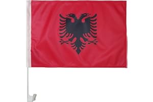 AZ FLAG - Autofahne Albanien - 45x30 cm - Albanische Autoflagge 30 x 45 Cm - Auto Flaggen