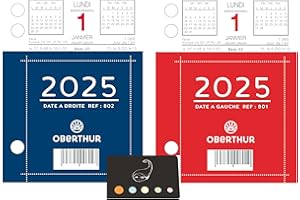 BLUMIE SHOP Lot De 2 blocs De Bureau 2025 Date à Droite + Date à Gauche + 1 Index Adhésif Blumie