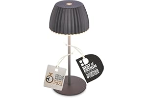 BRILONER - Riffle Mini LED Tischlampe kabellos IP44 mit Lichtkante, Touchdimmer, Akku tauschbar, Nachttischlampe, LED Lampe, Akku Lampe, German Design Award Winner 2025, 8,5 x 20 cm, Anthrazit