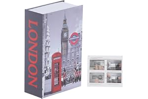 TISSTING Libro Cassaforte con Combinazione, 18 x 12 x 5,5 cm Orologio di Londra Libri Cassetta Segreto armadietto di Sicurezza Scrigno Portavalori per Money Gioielli in Contanti