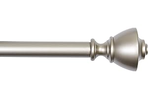 Amazon Basics Curtain Rod with Urn Finials - Extendable 91 to 182cm for Bedroom, Dining Room, Living Room or Kitchen, 36" to 72", Nickel