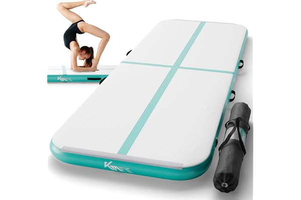 KM Fit Tapis de gymnastique gonflable Airtrack 4 m | Avec sac de transport, pompe à air électrique et kit de réparation | Résistant aux UV | Tapis de tumbling, tapis d'entraînement, tapis de sport