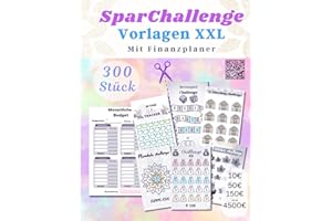 XXL spar challenge vorlagen mit finanzplaner: 300 Stück Passend für Zipper Umschläge A6 zum Ausschneiden I Cash Stuffing Zubehör für deine Geldspar Challenge deutsch