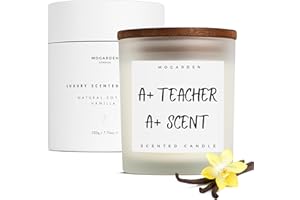 MOGARDEN Teacher Gifts, Teacher Leaving Gifts, Teacher Candles, Nursery Teacher Thank You Gift, Luxury Vanilla Scented Candle Soy 220g