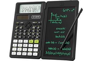 NEWYES Scientific Calculator, 82MS Engineering Calculator with Writing Tablet and Pen Included, 240 Functions, 2-Line Display, Middle and High School Supplies,Black