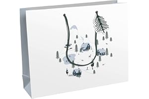 CLAIREFONTAINE Eurowrap X-30921-6C - Un Sac Cadeau Excellia- Format Shopping - 37,3x11,8x27,5 cm - 210g - Motif : Hiver, Cabane Hivernale, Chalet, Noël - Emballage Cadeaux, idéal pour : Jeux Société, Puzzles