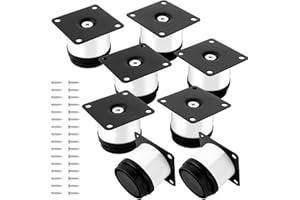 ASelected Lot de 8 Pieds Réglables Meubles Blanc, Ø 50 mm/Hauteur 50 mm Pieds de Canapé en Métal Acier Inoxydable, Pied de Table Basse pour Meubles TV Armoires Lits Postes de Travail, avec 32 Vis
