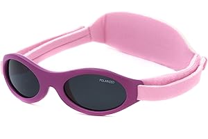 Kiddus Occhiali da sole Polarizzati Baby Premium. Bambino e Bambina. Età 0 mesi a 2 anni. UV400 100% protezione UV. Ponte nasale in Silicone morbido e fascia regolabile in Neoprene