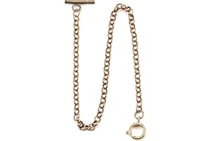 TREEWETO Catena di gilet per orologio da tasca, 37,5 cm, argento/oro