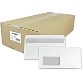 versando 1000 Briefumschläge, Versandtaschen mit Fenster, selbstklebend, DIN lang, weiß