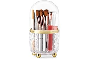 FAVORTALK 360° vridbar sminkförvaring, penselhållare för make-up, penselhållare, kosmetika, borsthållare, organisatör för sminkborst, badrum, sovrum